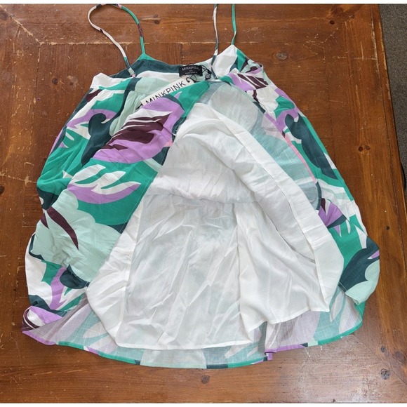 MinkPink Multi Color Floral Pattern Ruffled Lined Mini Sundress size S - Picture 3 of 9